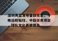 深圳男篮发布备战花絮，今晚远射贴柱，中超任务艰巨，球队文化再被提及的简单介绍-开云APP